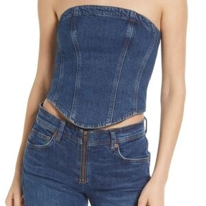 Macy strapless denim bustier top